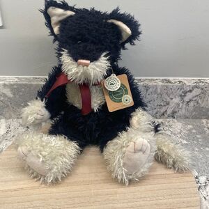 Vtg Jointed Boyds Bears Heranamous Musical Navy Blue Cat Plush Music Box 1998